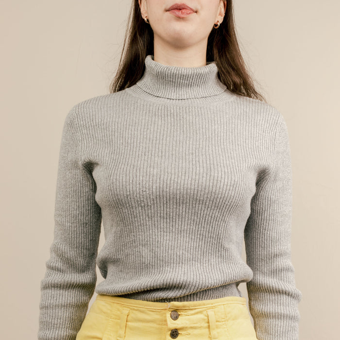 Metallic Silver Roll Neck Jumper